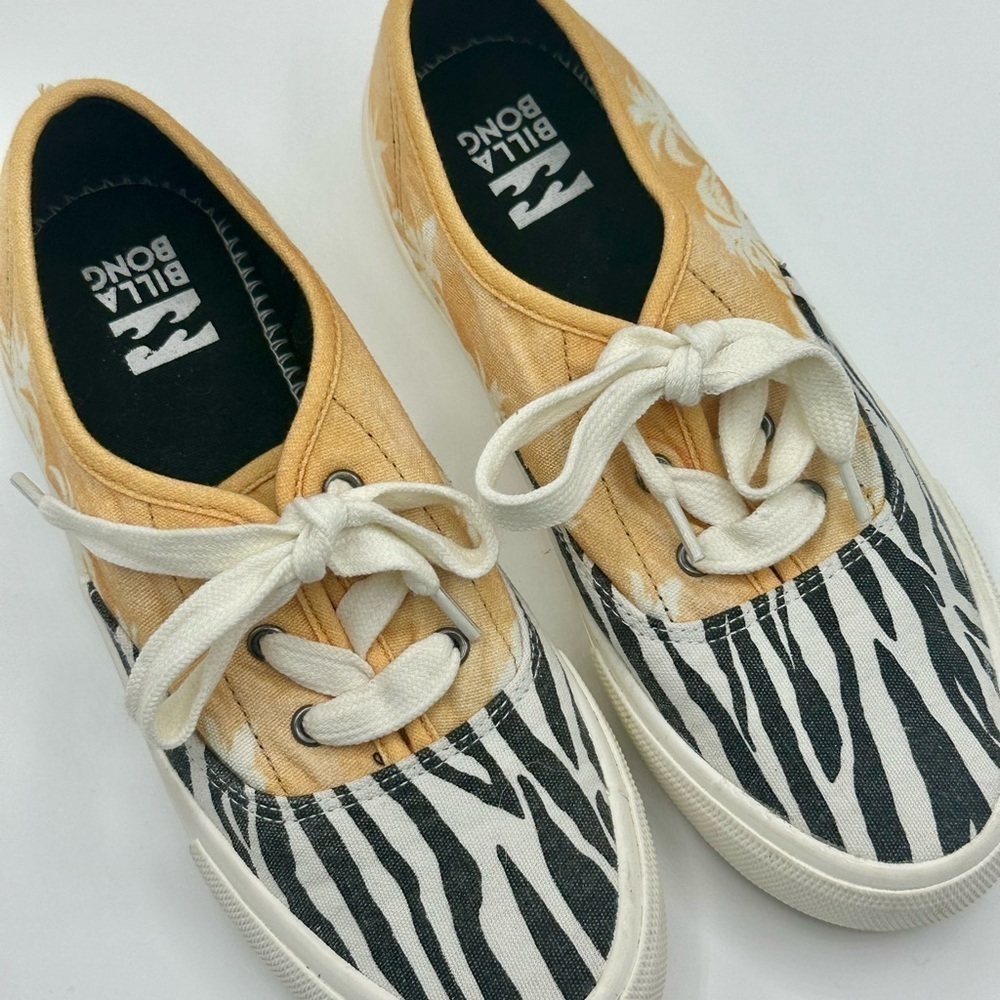 Billabong Seascape Daze Black‎ Yellow Lace Up Sneakers Womens Size 6.5